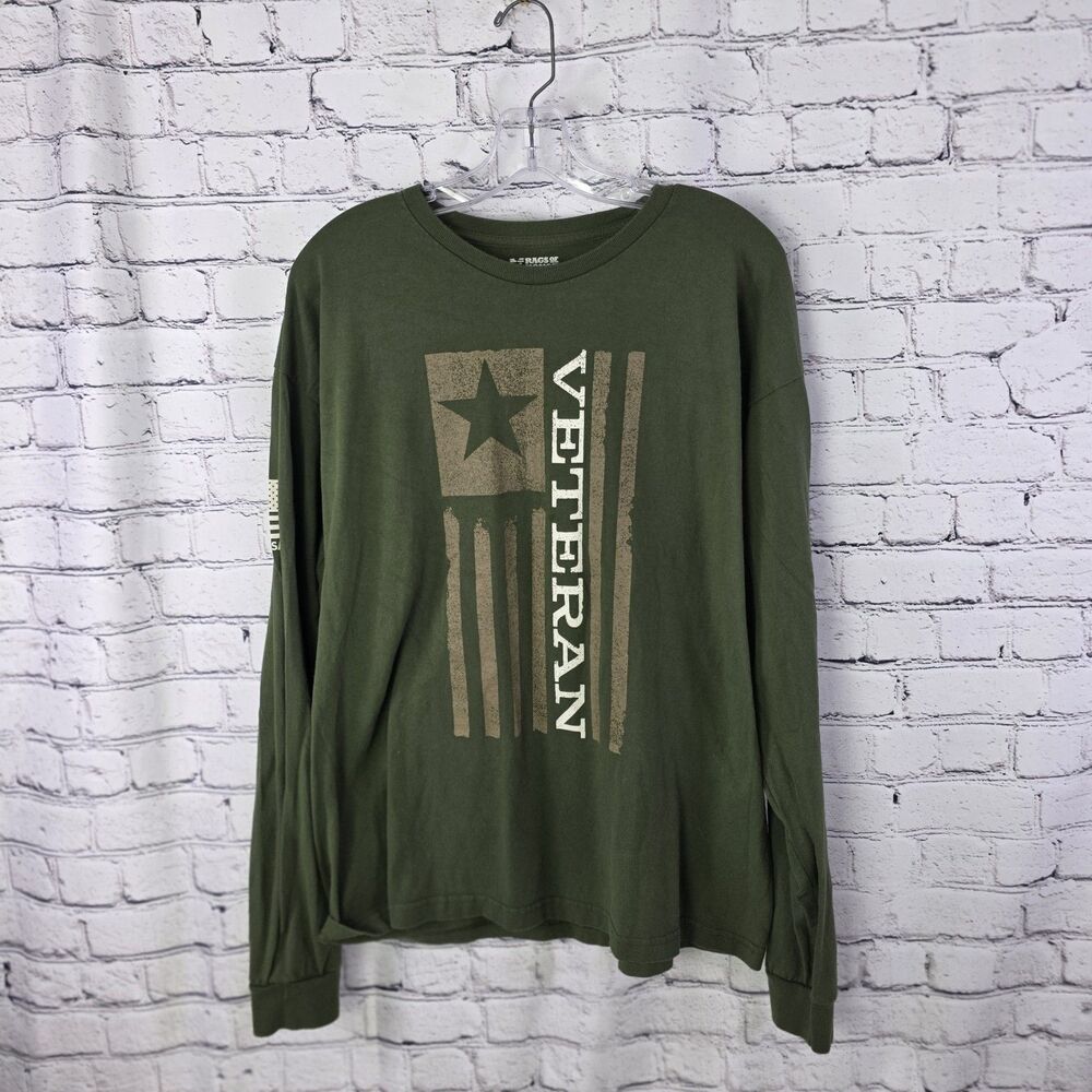 Rags of Honor Men's XL Green Veteran Graphics Long Sleeve T-Shirt